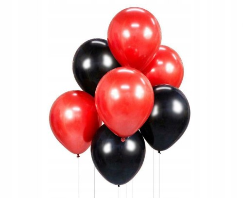 BB-CC27 Balony Czerwono Czarne Paczka 7szt. 12``