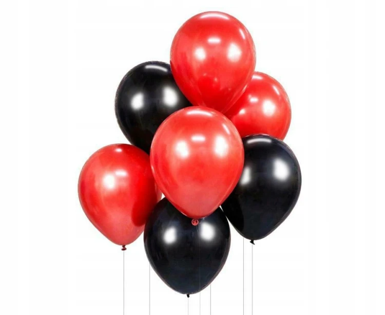 BB-CC27 Balony Czerwono Czarne Paczka 7szt. 12``
