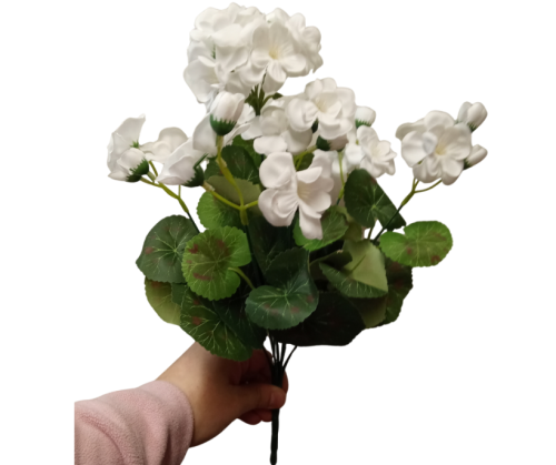 VIP6740 Bukiet Pelargonia x7 40cm Biały