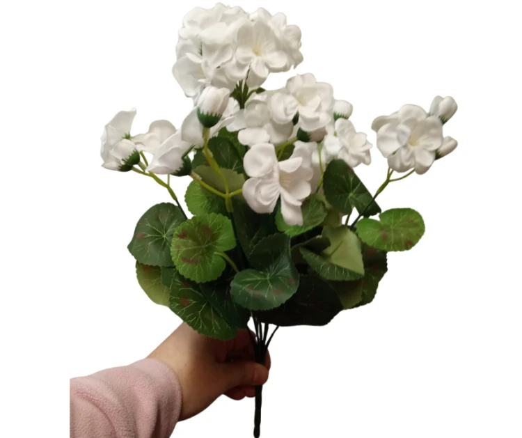 VIP6740 Bukiet Pelargonia x7 40cm Biały