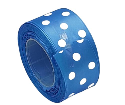 WSTĄŻKA KROPKI 38MM-25Y FS07-009 NIEBIESKI