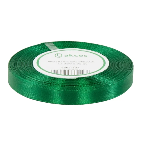 WSTĄŻKA ATŁASOWA 12MM-32M FS02-123 Butelkowa Zieleń