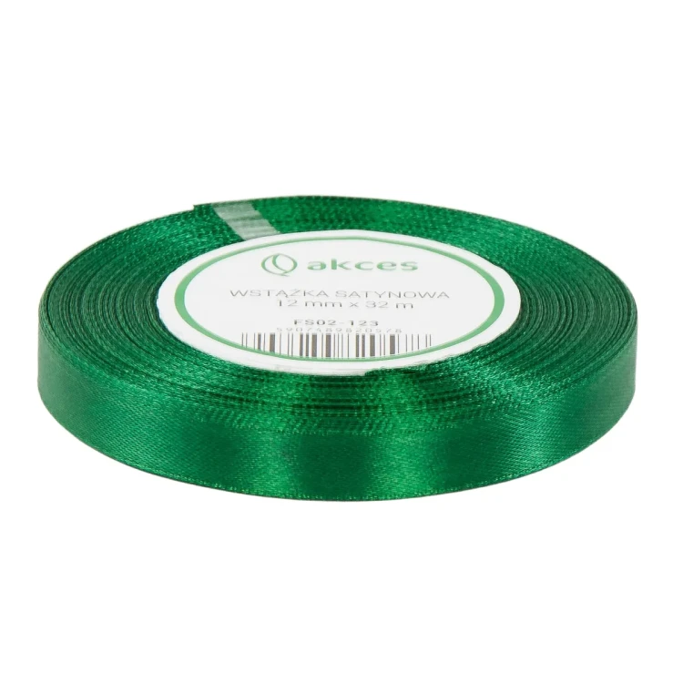 WSTĄŻKA ATŁASOWA 12MM-32M FS02-123 Butelkowa Zieleń