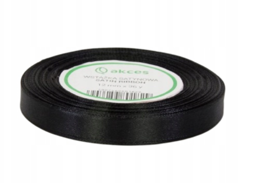Wstążka Atłasowa 12mm-32m FS02-08 Czarna