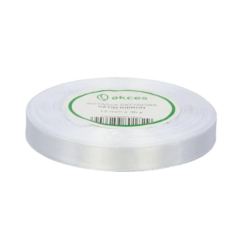 WSTĄŻKA ATŁASOWA 12MM-32M FS02-01 BIAŁY