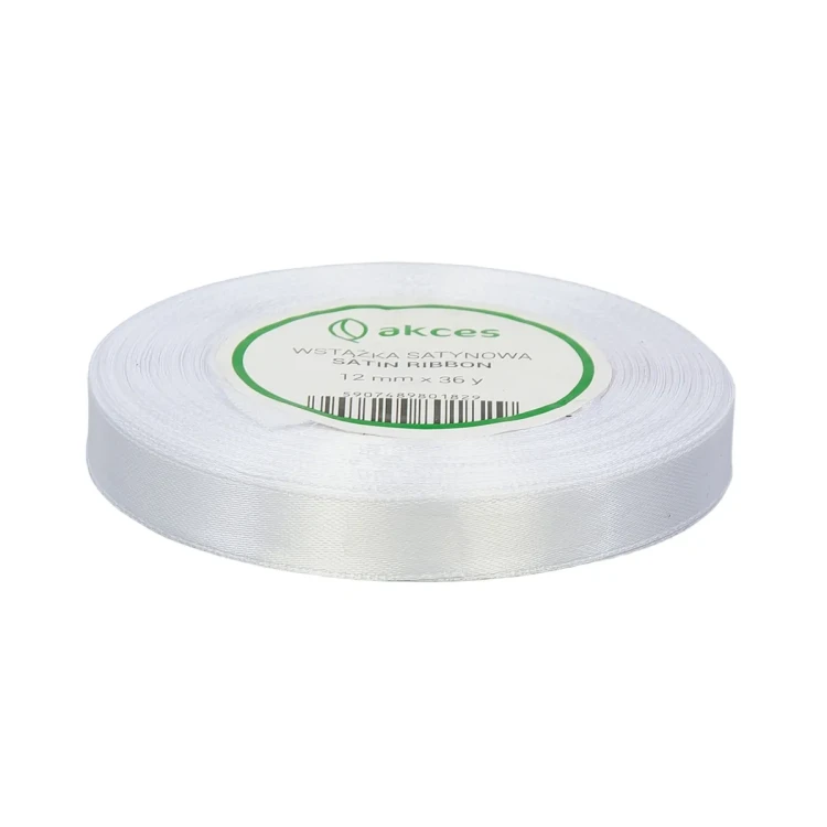 WSTĄŻKA ATŁASOWA 12MM-32M FS02-01 BIAŁY