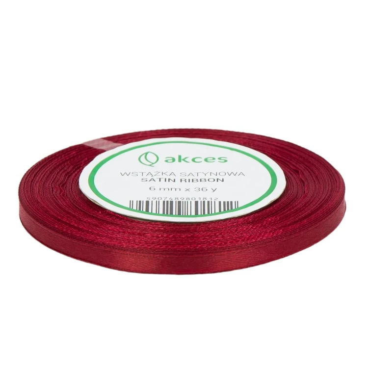 Wstążka Atłasowa 6mm-36y FS01-11 BURGUND