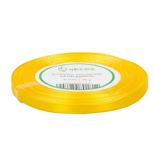 Wstążka Atłasowa 6mm-36y FS01-35 Zółty
