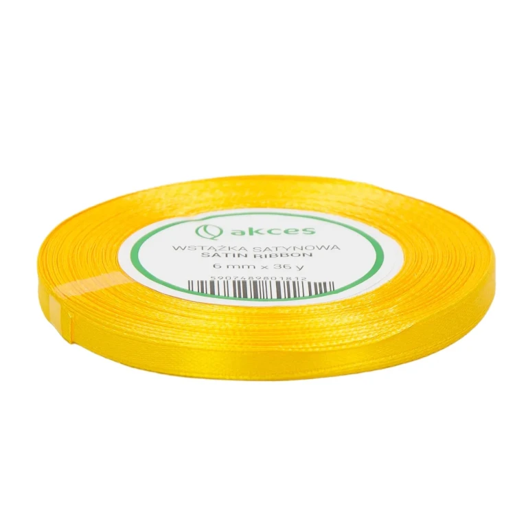 Wstążka Atłasowa 6mm-36y FS01-35 Zółty