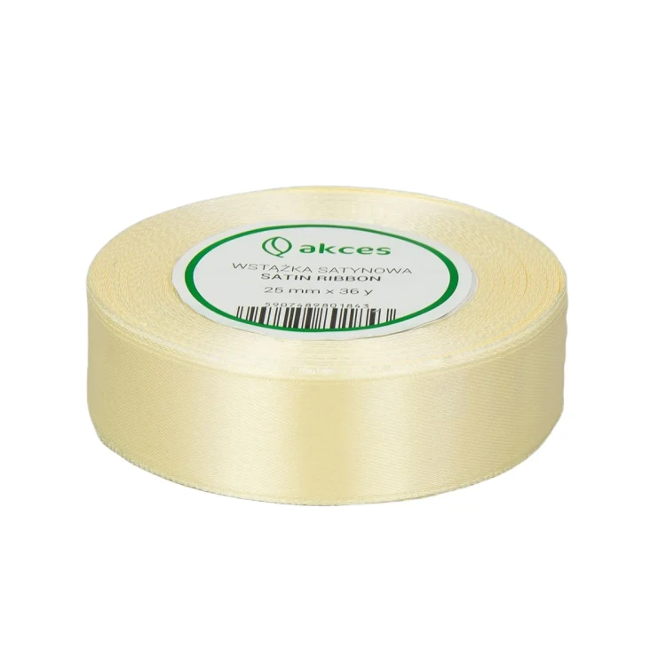 WSTĄŻKA ATŁASOWA 25MM-32M FS04-02 KREMOWY