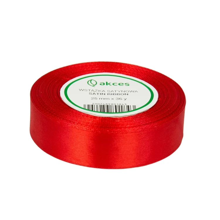 WSTĄŻKA ATŁASOWA 25MM-32M FS04-05 CZERWONY