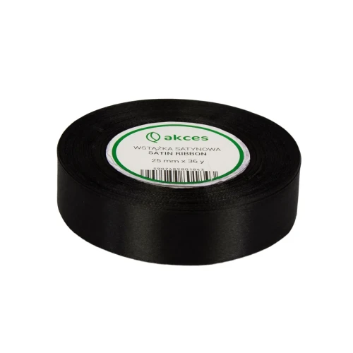 WSTĄŻKA ATŁASOWA 25MM-32M FS04-08 CZARNY