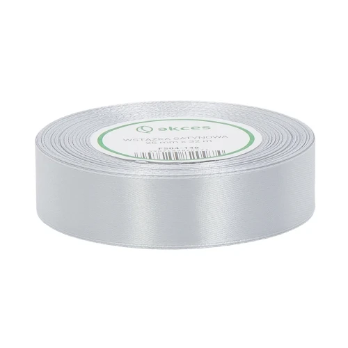WSTĄŻKA ATŁASOWA 25MM-32M FS04-148 SREBRNY