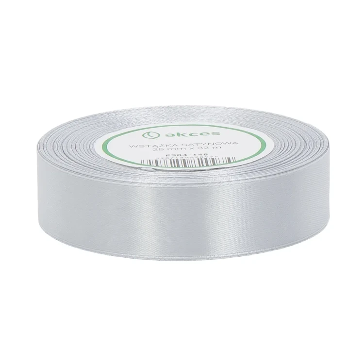WSTĄŻKA ATŁASOWA 25MM-32M FS04-148 SREBRNY
