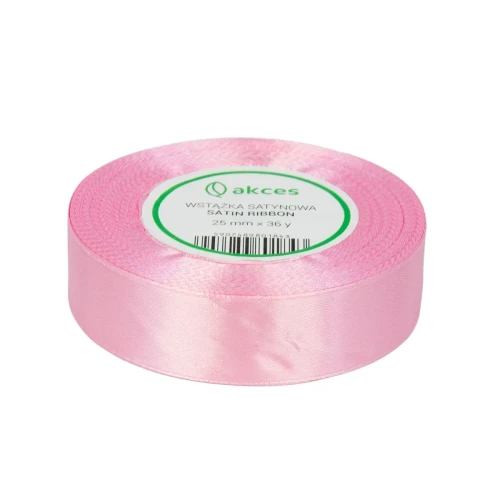 WSTĄŻKA ATŁASOWA 25MM-32M FS04-18 Jasny Róż
