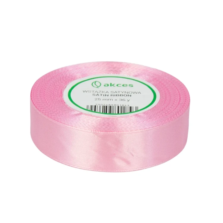 WSTĄŻKA ATŁASOWA 25MM-32M FS04-18 Jasny Róż