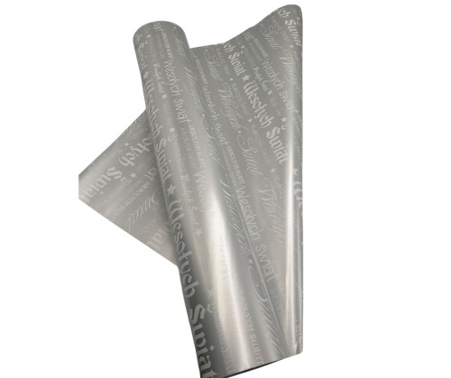 Folia Satynowa Wesołych Świąt Srebrna 50cmx9Y