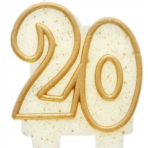 Świeczka Cyferka Złoty Kontur 20