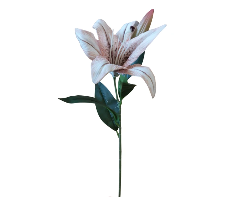CV37604-3 Gałązka Lilia Gumowa 50CM Różowa z białym