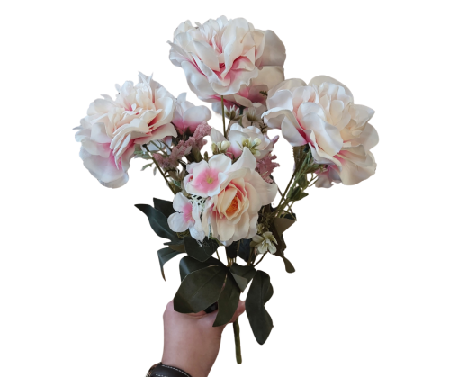 CV28485 Bukiet Peonia z dodatkiem 42cm Kremowo Różowa